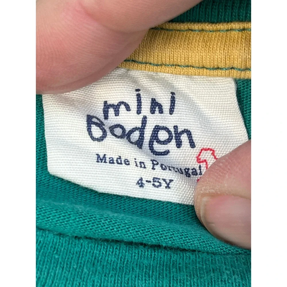 Mini Boden Question Mark Applique Graphic Tee and Tan Shorts Set Boys Size 4Y/5Y